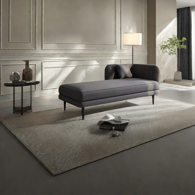 Chaise longue rembourrée Tione, Accoudoir à droite (vu de face), Noir