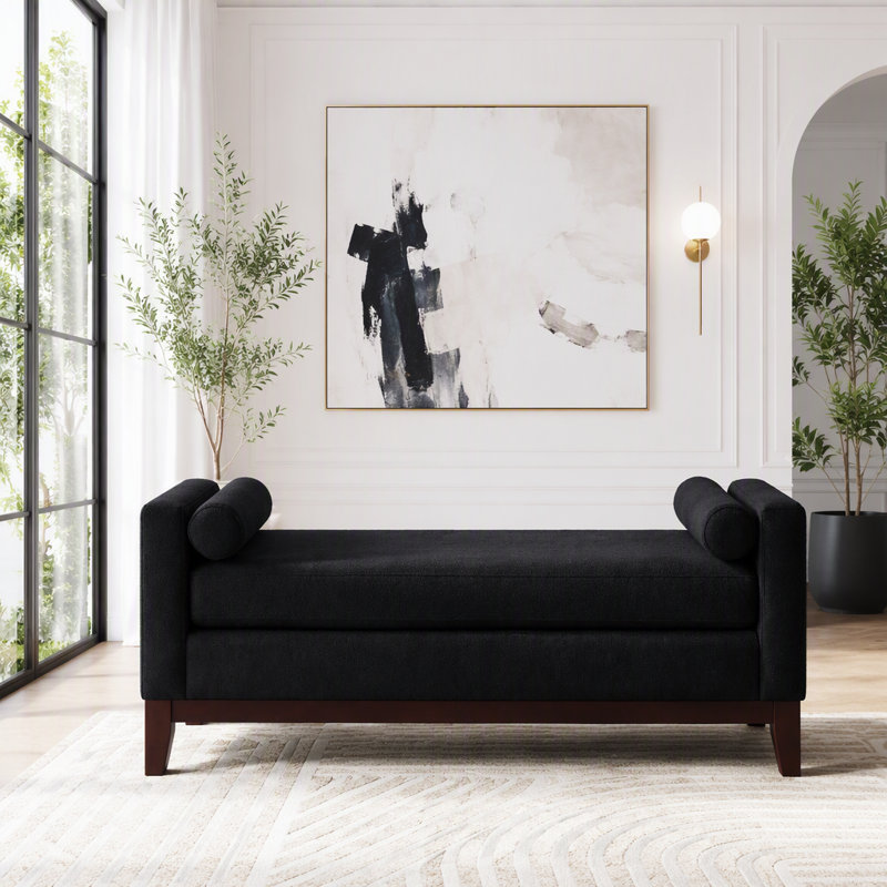 Banc rembourré avec repose-pieds Boucle, Noir