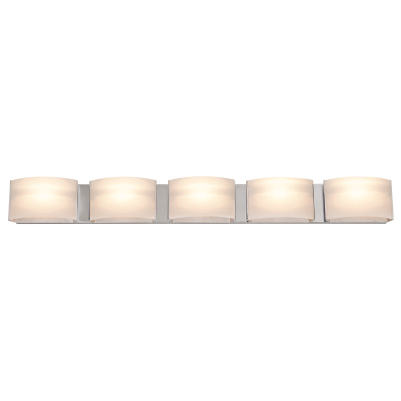 Barre d'éclairage de salle de bain 5 lumières Livesay, Chrome, Demi opa