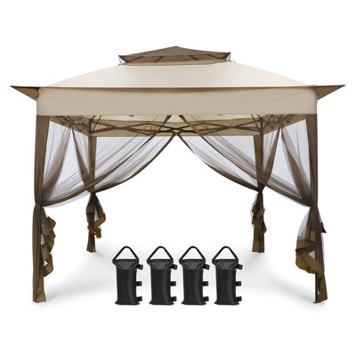 11 pi. L 11 pi. X P 11 pi. D Pavillon de jardin portatif avec filet de fermeture à glissière amovible