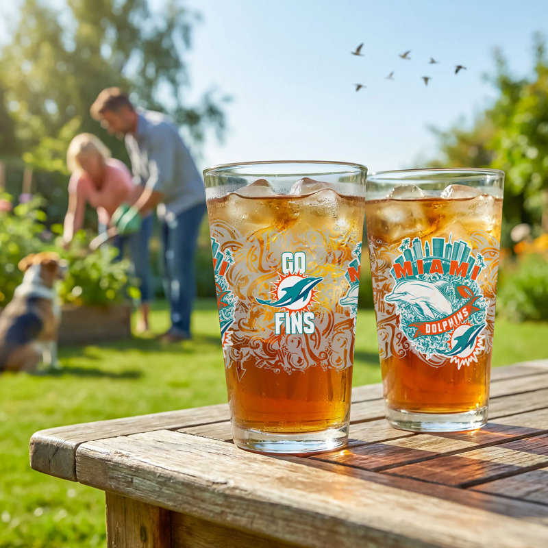 Ensemble de 2 verres à bière 16 oz Miami Dolphins, Dolphins de Miami