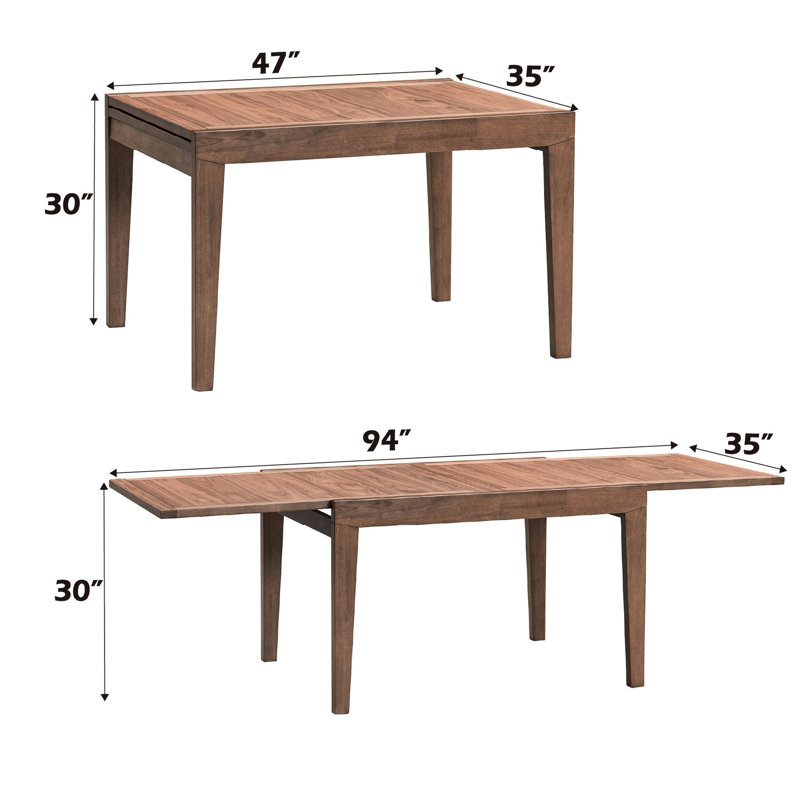 Table de salle à manger avec placage en noyer et option d'extension - 100 lb avec plateau rectangulaire