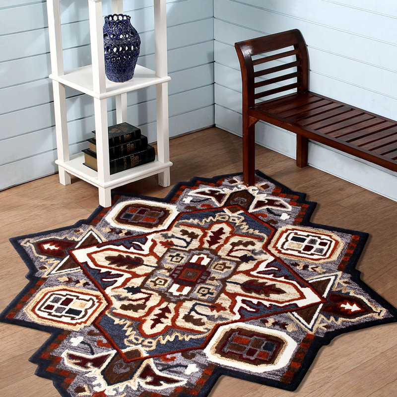 Tapis oriental en laine touffeté à la main brun, Nouveauté 7 pi x 7 pi