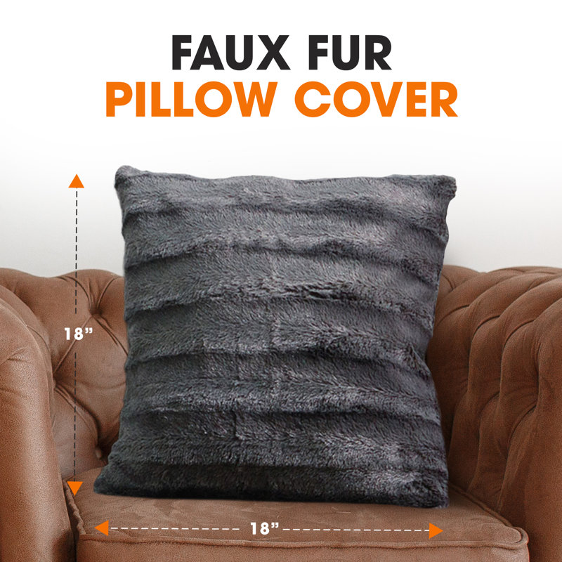 Housse de coussin en similifourrure, 18 po x 18 po, Gris