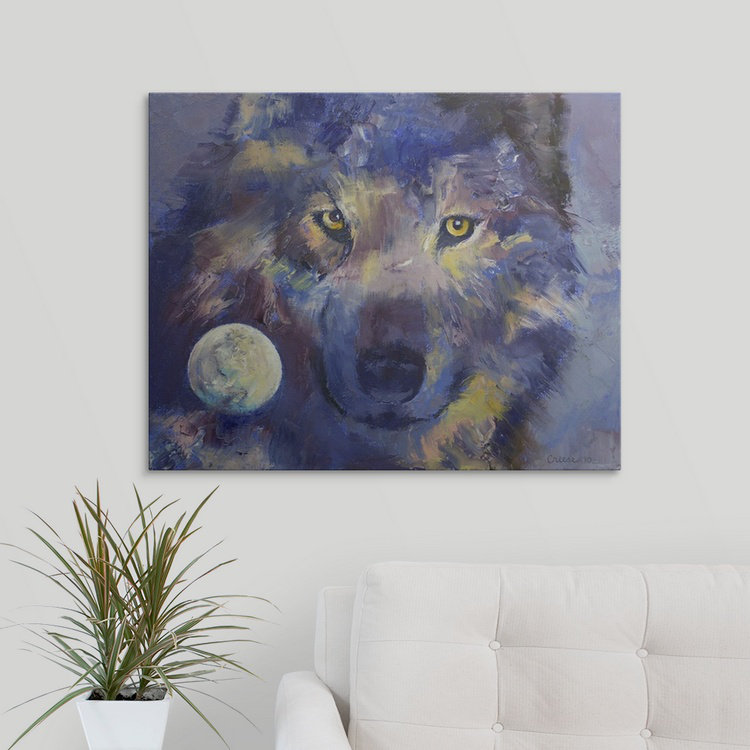 «Leyton Gray Wolf Moon» par Michael Creese, reproduction d'art, H 38 po x l 48 po x P 1,5 po, Toile