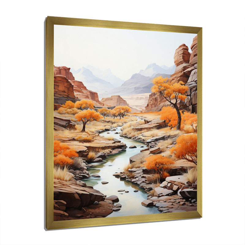«Meandering River Endless Journey IV», reproduction d'art sur toile, H 44 po x l 34 po x P 1,5 po, Encadrement doré