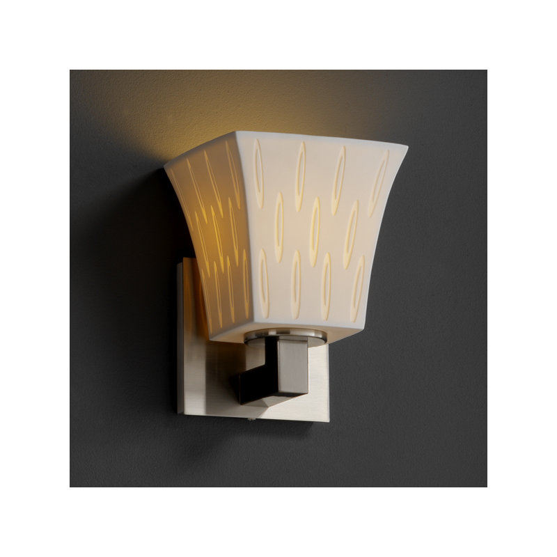 Applique murale 1 lumière modulaire Limoges, Plis, Nickel brossé, Cylindre avec rebord plat