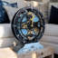 Horloge de bureau ronde en bois de 10 pouces avec de vrais engrenages (transformable en horloge murale - base détachable) Collection Canada-1414946528