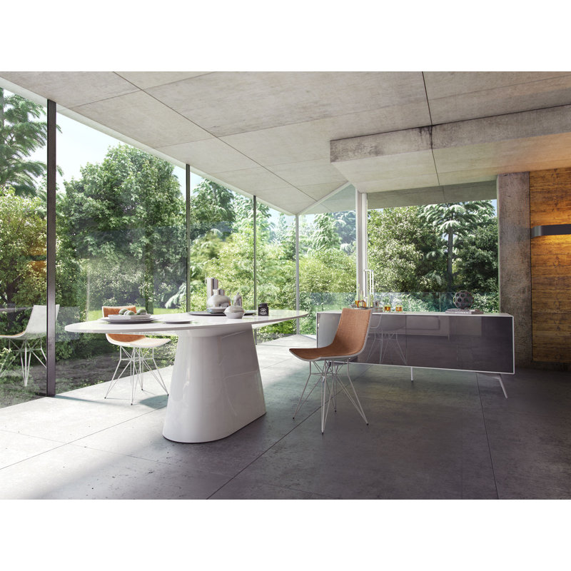 Sullivan Oval Dining Table, White Lacquer