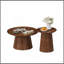 Ensemble de 2 tables basses rondes, grandes et petites tables centrales et d'appoint en bois, finition noyer moderne pour le salon et le bureau