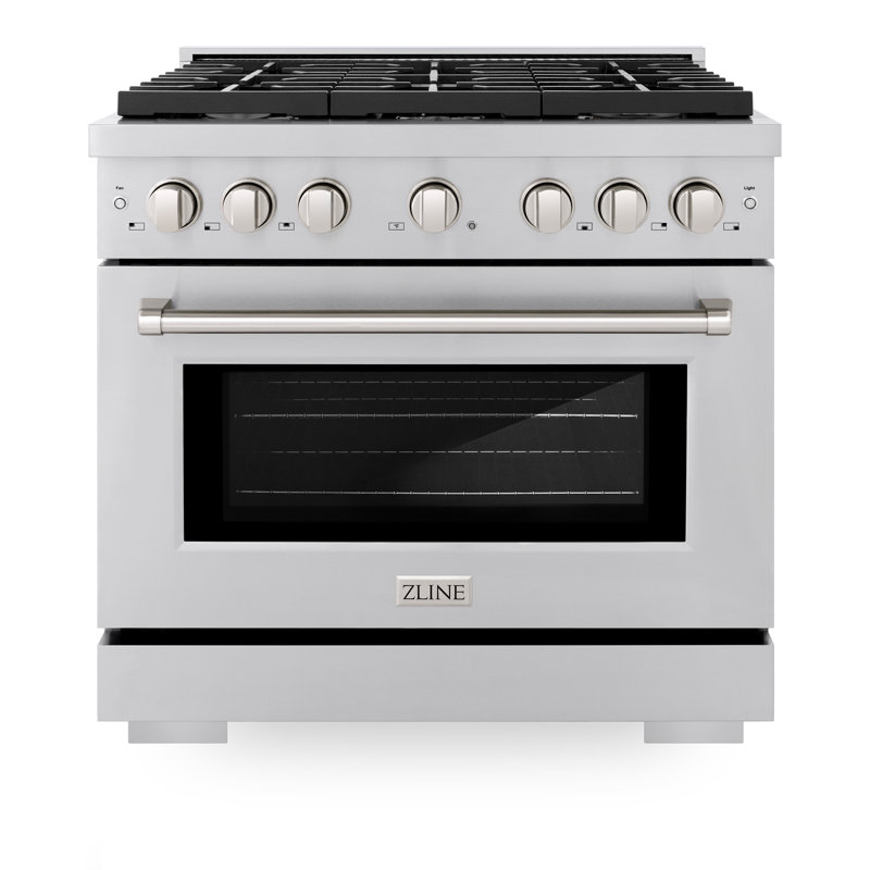 ZLINE 36 in. 5.2 cu. ft. Paramount Dual Fuel Range W/ 6 Burner Gas Cooktop & Electric Convection Oven in Stainless Steel (SDR36)