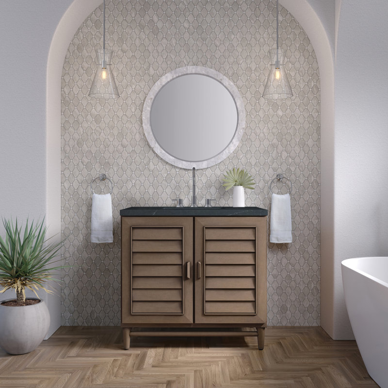 Broeder 36 " W Freestanding Standard Free Standing 1 Single Vanity Bathroom Vanity With Top, Whitewashed Walnut