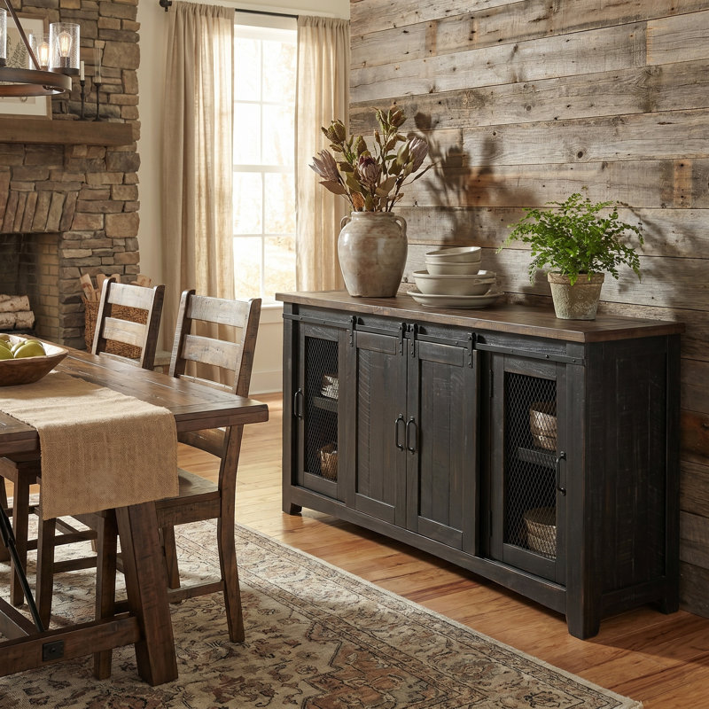 Kinsella Solid Wood TV Stand, Black/Brown
