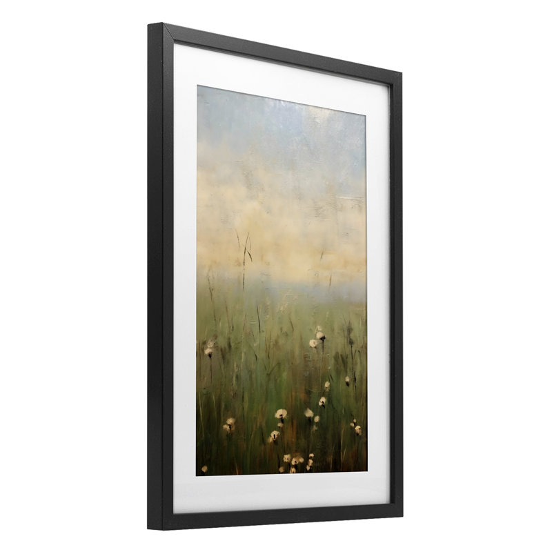 «Tall Grass with Flowers», reproduction encadrée sous verre, design par LSR Creative Studio, Cadre noir minuit