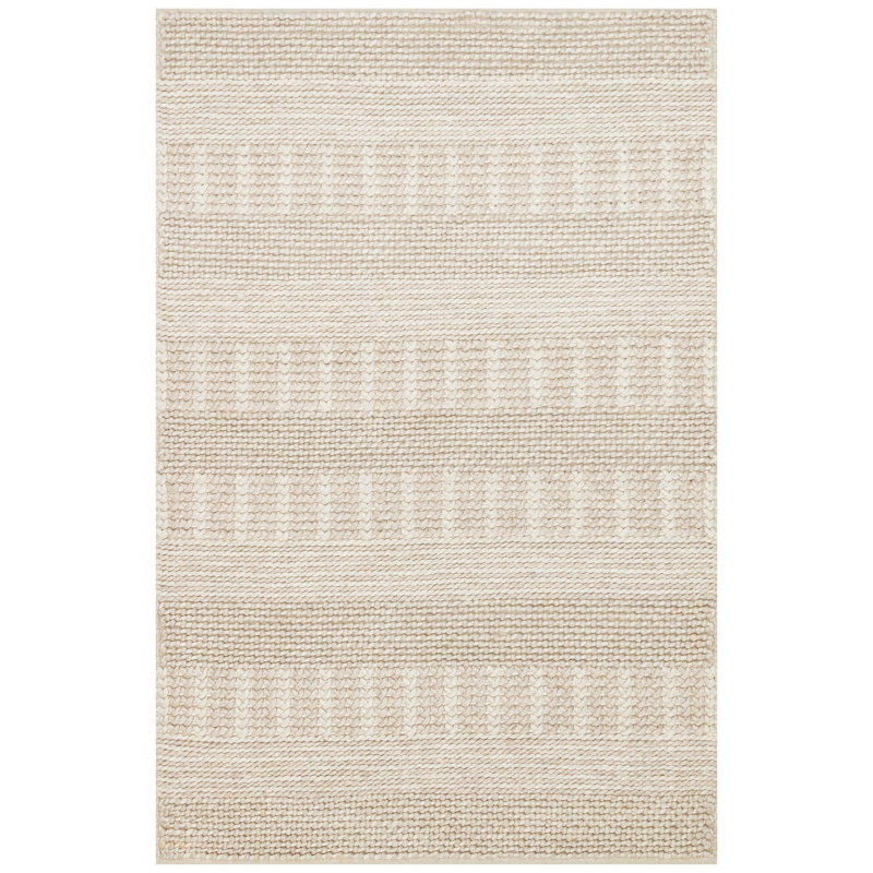 Tapis d'entrée tissé à la main, 6,6 x 9,8 pieds, 100% laine / viscose / coton, tissage plat, sans velours, 3,0 lb / pied carré | Couleur beige élégante, durable et facile à nettoyer | Parfait pour les salons, les vestibules et plus encore