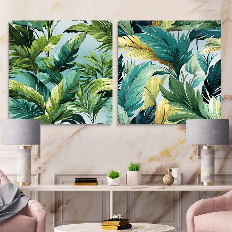 Raqueta - Ensemble de 2 verres muraux en acrylique tropical bord de mer, H 36 po x l 73 po
