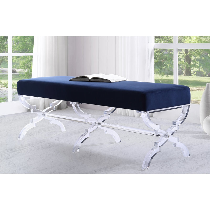 Banc en velours Giselle, Bleu marine