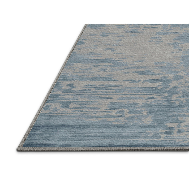 Machine Washable Abstract Gray Area Rug, Round 3'