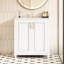 Meuble-lavabo de 30 po, lavabo en céramique, tiroir caché, rangement spacieux, charnière de porte, panneau de haute qualité, conception moderne avec style pastoral champêtre polyvalent, assemblage facile