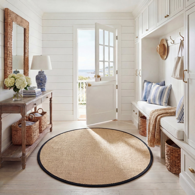 Tapis uni en fibres de sisal Trinidad, Rond 6 pi