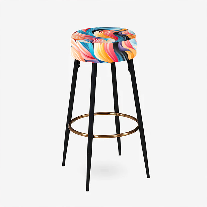 Ensemble de 2 tabourets de bar tendance à motif de vagues style années 70