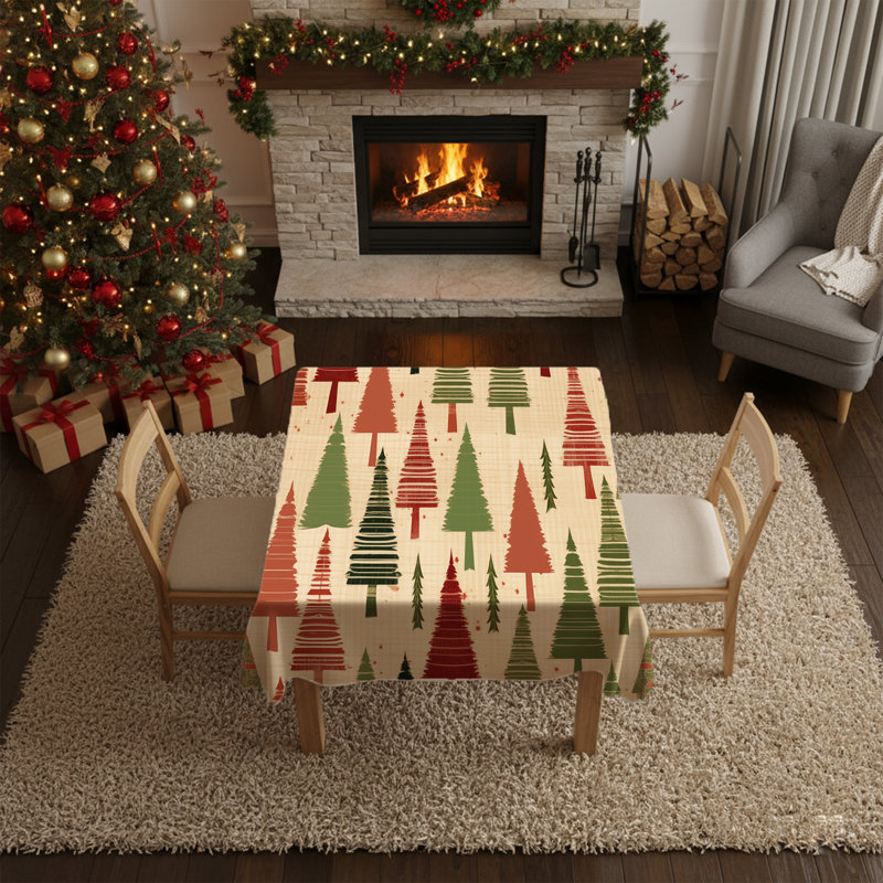 Christmas Tree Pattern Tablecloth | Indoor Outdoor Decor