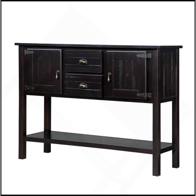 48'' Solid Wood Sideboard Console Table With 2 Drawers And Cabinets And Bottom Shelf, Retro Style Storage Dining Buffet Server Cabinet For Living Room Kitchen Dining Room (Espresso