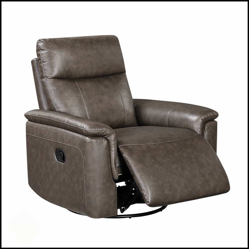 Luxury Comfort Premium Leather Recliner With Gentle Gliding And Swivel Motion For Ultimate Relaxation, Taupe