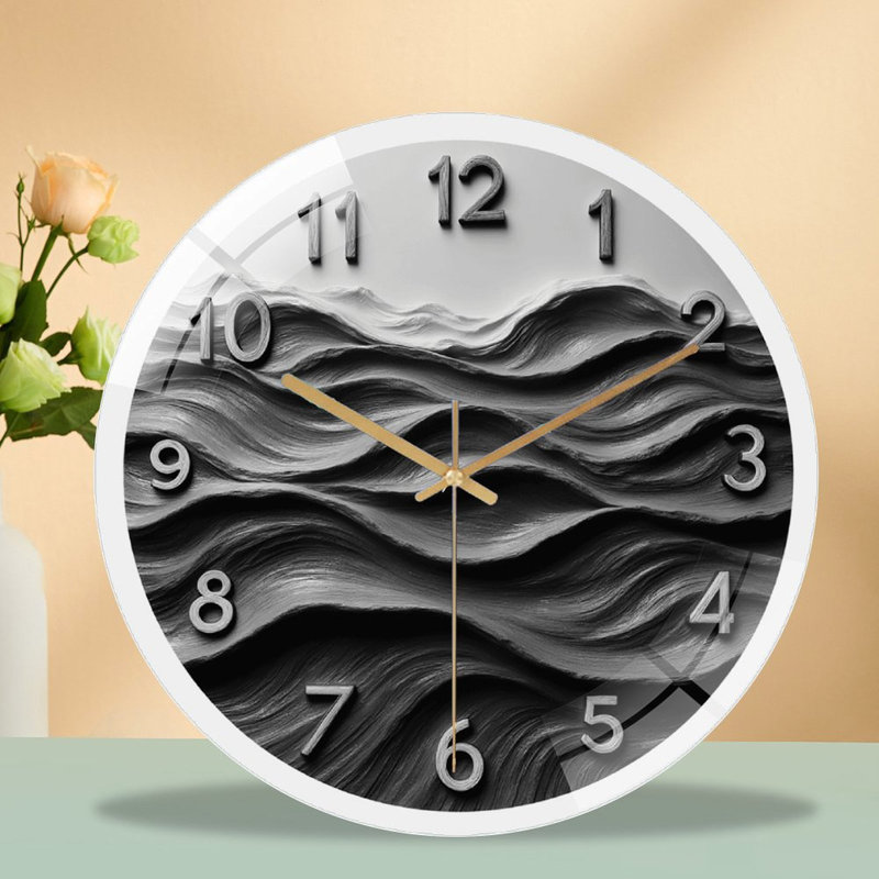 Horloge murale moderne minimaliste avec motif de vagues - horloge murale 12 po