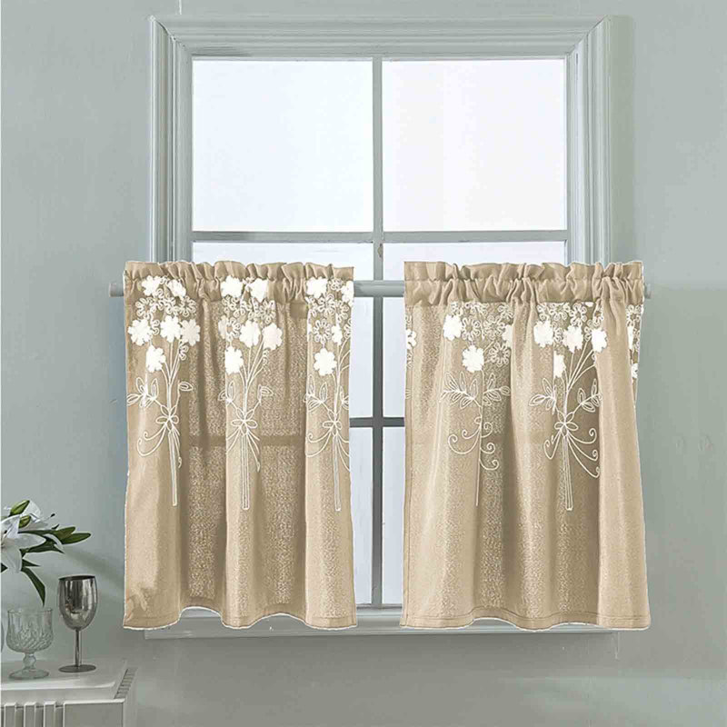 Petits rideaux Fenêtres courtes Rideaux décoratifs de style court Chambre à coucher avec demi-rideaux brodés pour rideaux de porte de petite taille bloquant la lumière