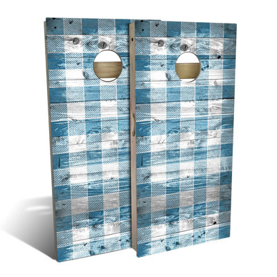 Blue Checkered Cornhole Board Set | Includes (2) Boards, (8) Bags & Optional Accessories