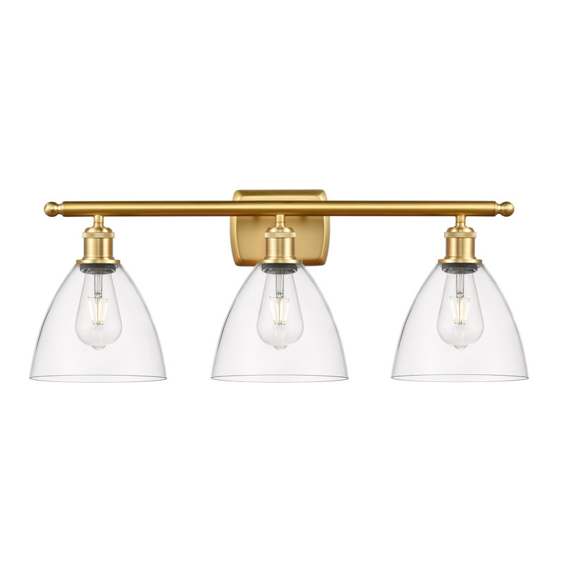 Éclairage pour meuble-lavabo 3 lumières Shauna, Incandescente, Transparent, Or satiné
