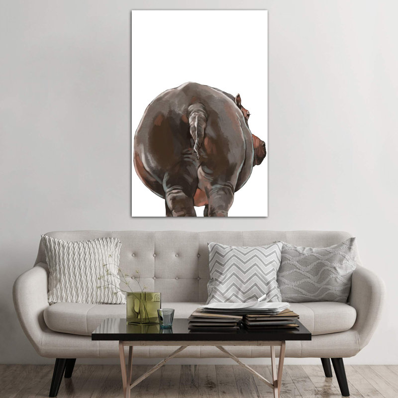 Art hippopotame, H 60 po x l 40po x P 1,5 po, Toile tendue