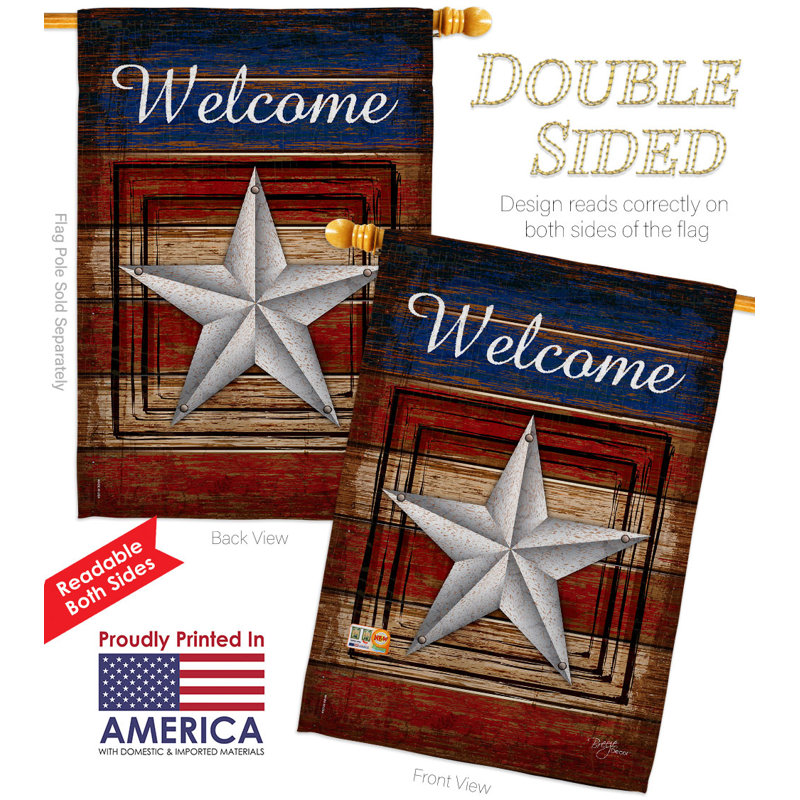 Drapeau de maison Welcome en polyester à 2 côtés 40 x 28 po Welcome