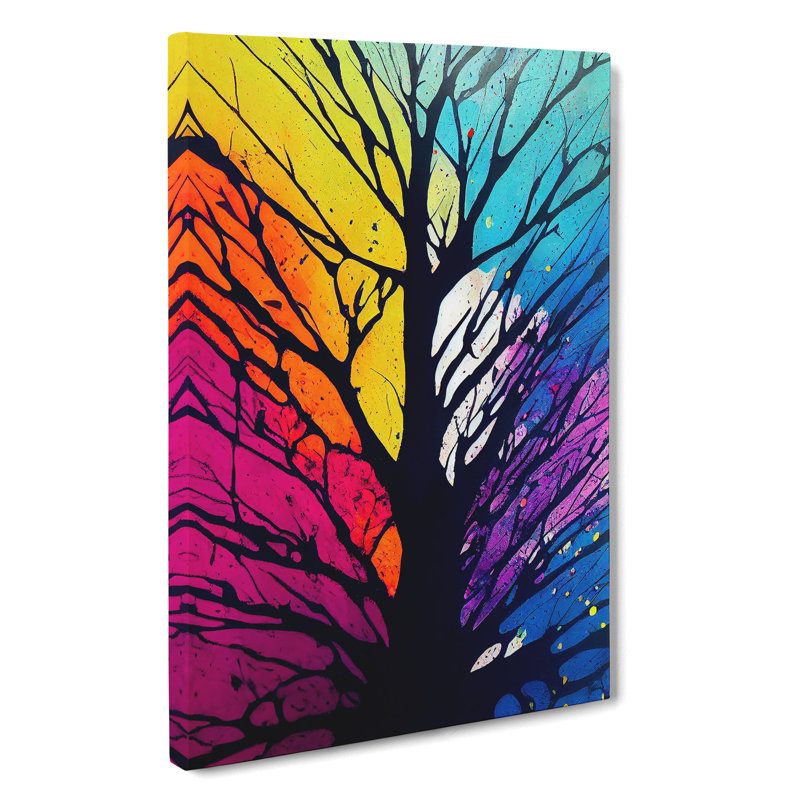 A Colourful Abstract Tree No.5 - Wrapped Canvas Print, 50cm H x 35cm W x 3cm D