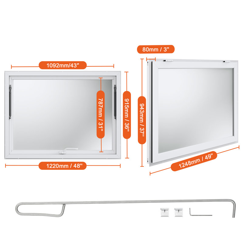 VEVOR 7.6cm D Retractable Door / Window Awning, 94cm H x 124.5cm W x 7.6cm D
