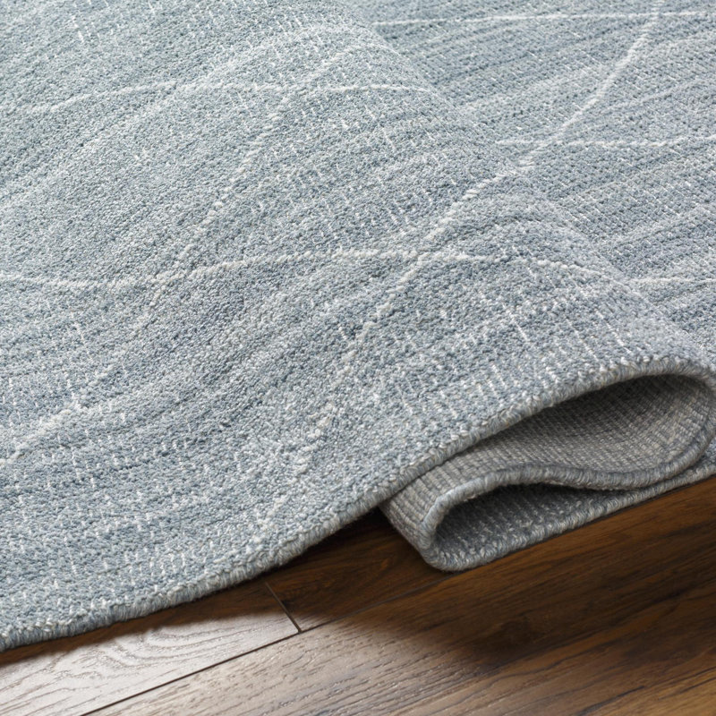 Hand Loomed Geometric Area Rug in Blue, Rectangle 2' x 3'