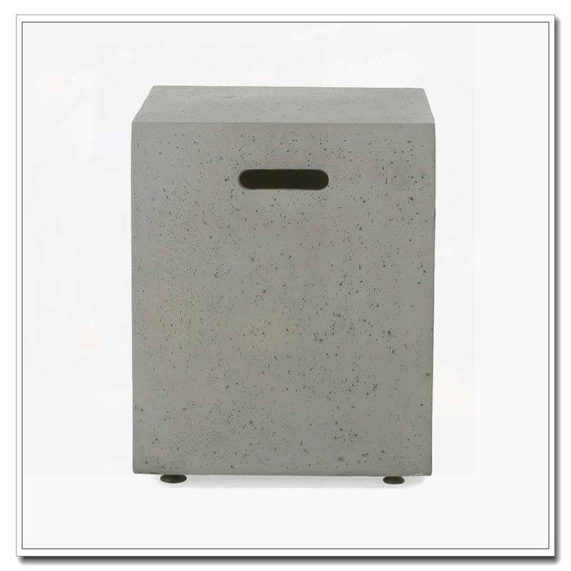 Outdoor Magnesium Oxide End Table,Side Table, Light Gray