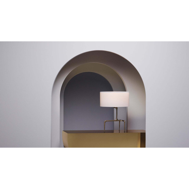 Braque Tripod Table Lamp, Antique Bronze, Dove Gray