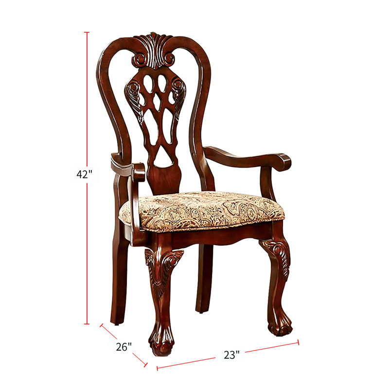 Chaise à accoudoirs rembourrée cerise brune Wiesner