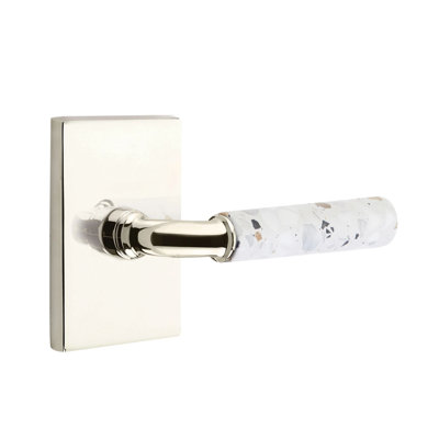 Mortaise d'intérieur Select Passage avec rosette rectangulaire moderne et tige de barre en R, levier Terrazzo