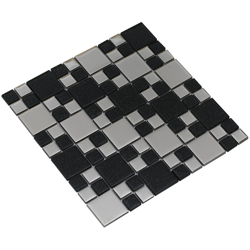 Carrelage mosaïque en verre Rousha, Argent
