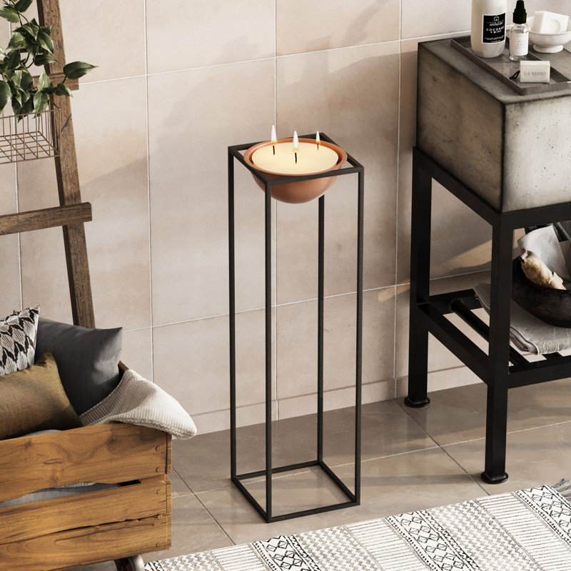 Pot décoratif Becontree Elegant, noir et cuivre, 10,2 po x 31,5 po x 10,2 po | Fabrication 100% métal, poids: 4,0 lb | Aucune installation requise, parfait pour une utilisation intérieure et extérieure, décoration élégante et durable