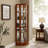 Entry Cabinet, 6 Shelf Lighted Corner Curio Cabinet With Adjustable Tempered Glass Shelves And Mirror Back(E26 Light Bulb Not Included)-1575664925