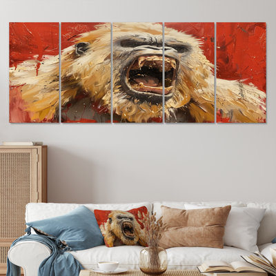Beige Red Frenzy Bigfoot - Bigfoot Wall Art Print Set
