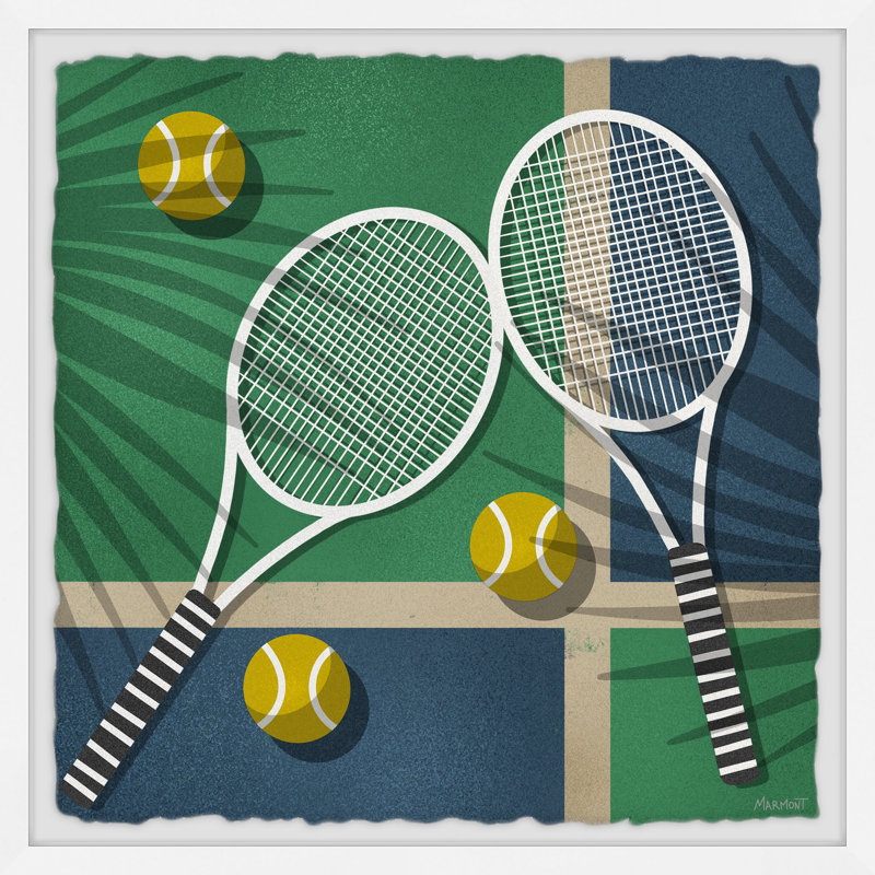 Reproduction encadrée de raquette de tennis Legler, H 24 po x l 24 po x 1,5 po
