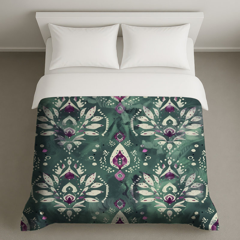 Housses de couette à motif floral damassé, Grand lit