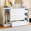 Lit simple en blanc avec tablettes et garde-robe - stable et fonctionnel