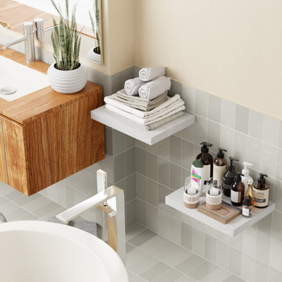 Floating Shelves for Wall, Floating Shelf Wall Mounted Set of 2, Wall Shelf with Invisible Bracket, Hanging Shelf for Bathroom, Bedroom, Office, Living Room Decor