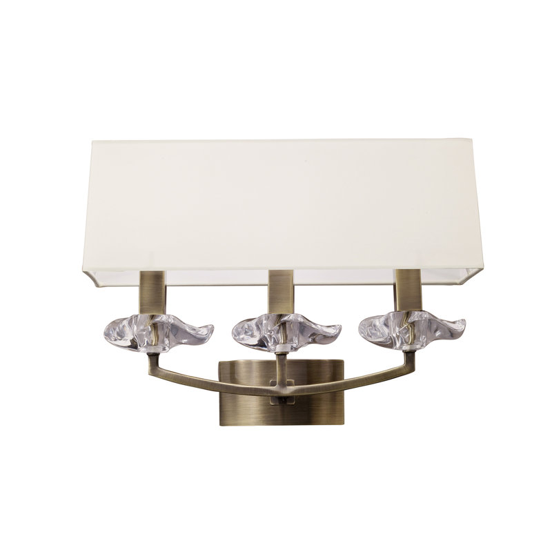 Armed Sconce, No, Antique Brass, White